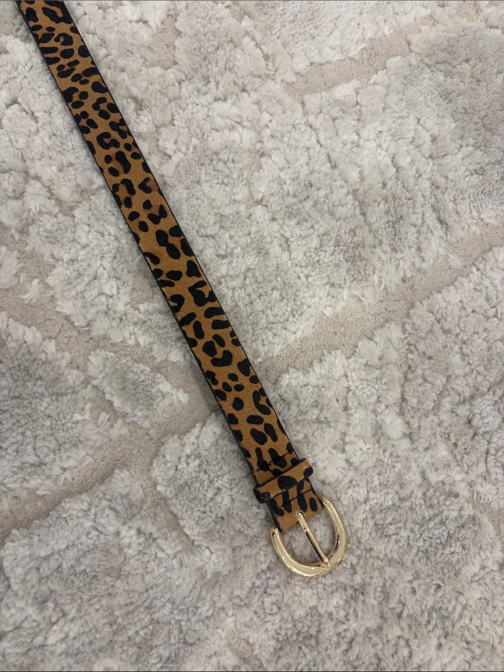 Zara Leopard-Print Belt with Gold Buckle